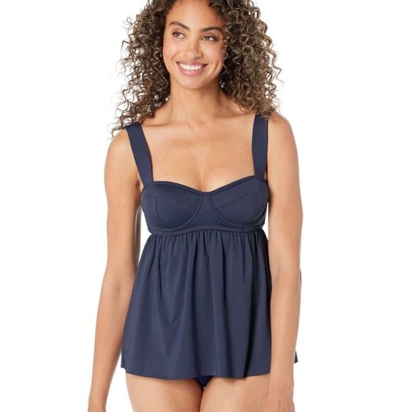Michael Michael Kors Women's XS Underwire Baby Doll Tankini Swim Top Navy NWT - Picture 1 of 15